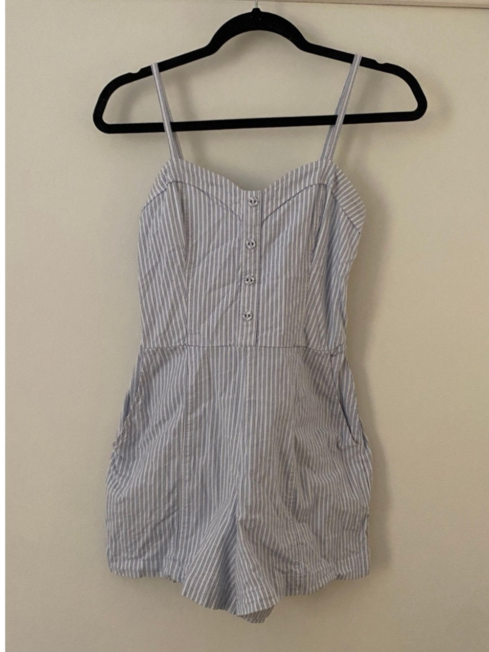 Abercrombie & Fitch White and Blue Smocked Romper
